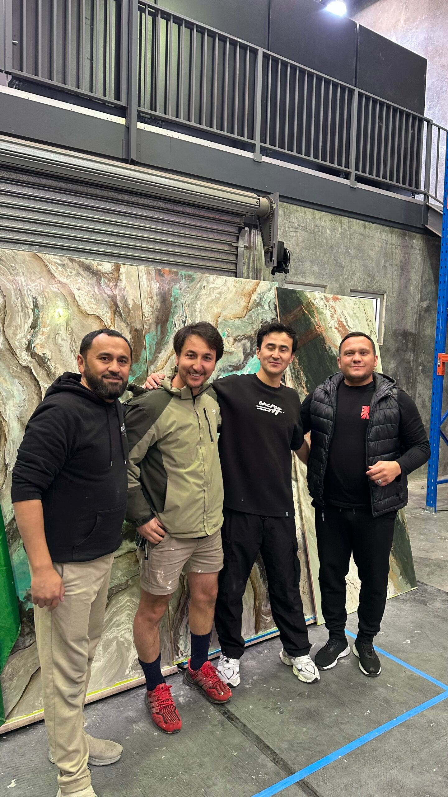Team with marble artwork